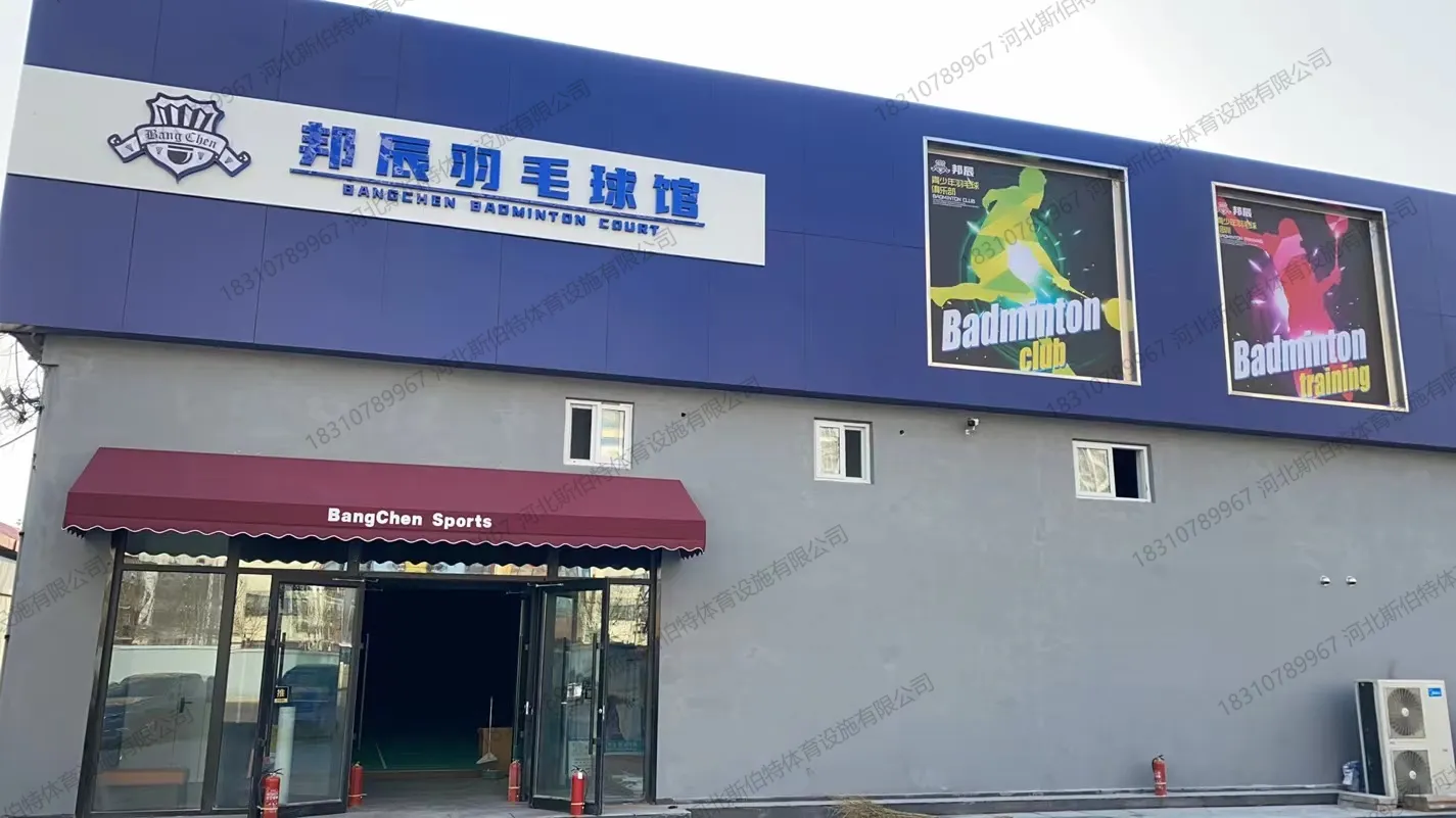 场地全貌：多片羽毛球场地并排布局