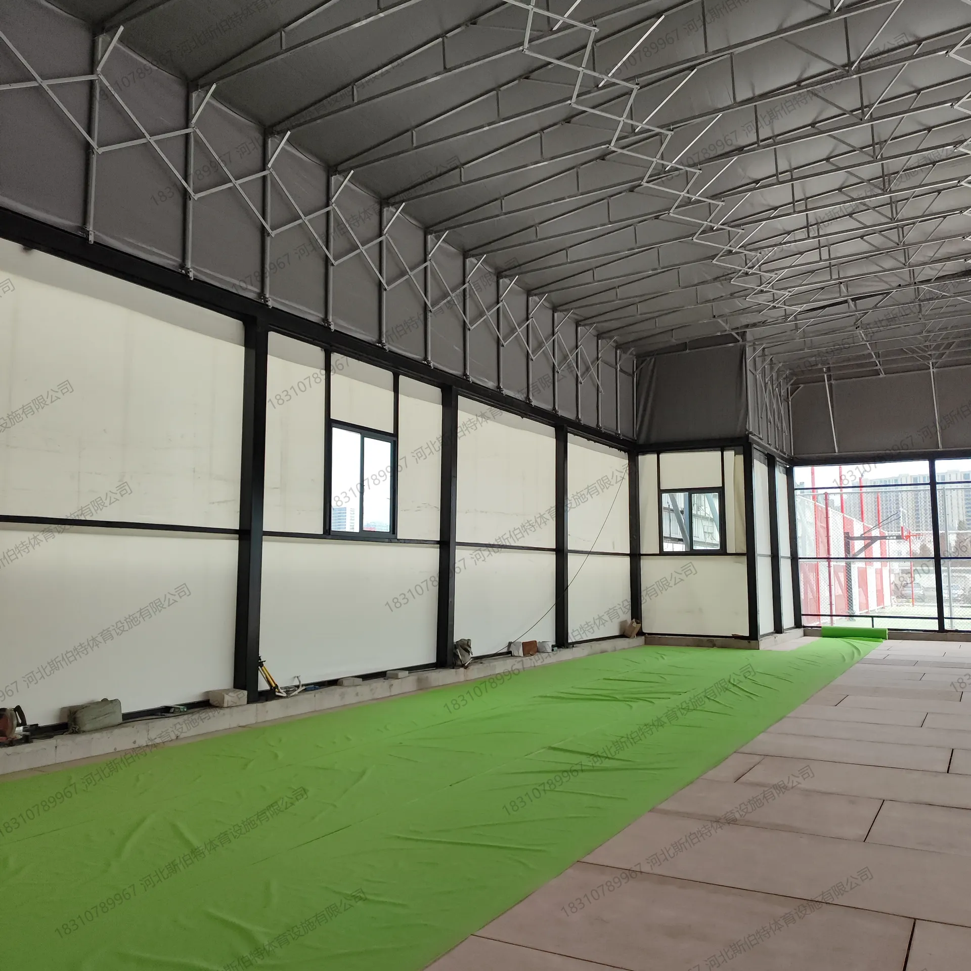 杭州余杭奕行体育620平方米枫桦木B级双龙骨楼顶运动木地板案例 - 第 5 张